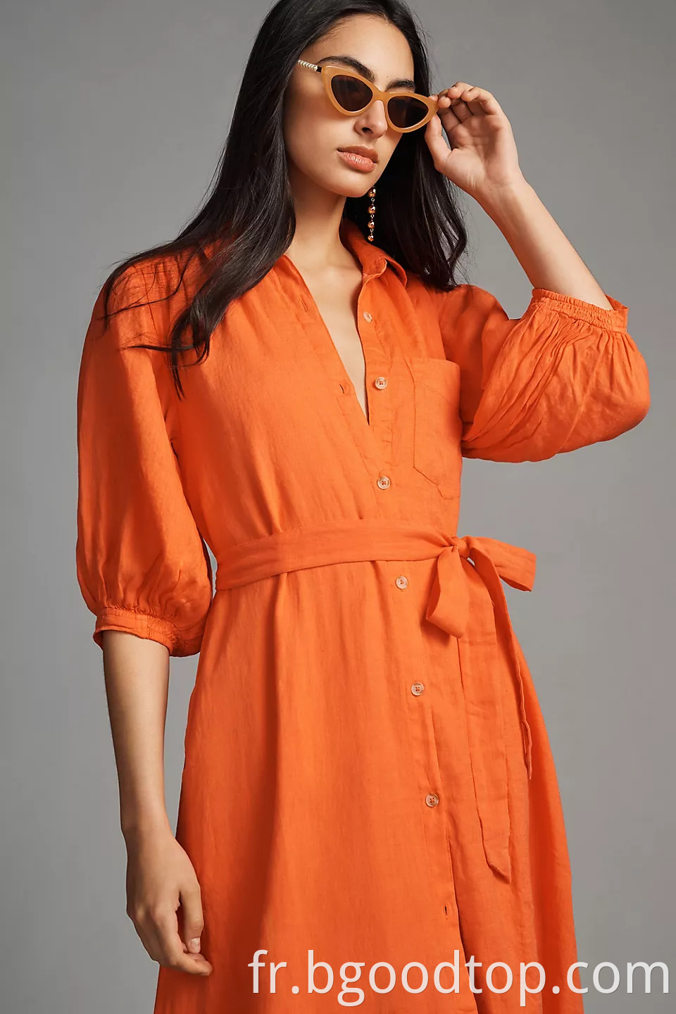 Women Linen Shirt Dress